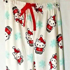 Sanrio Hello Kitty Christmas Snowflakes Sleepwear Pajama Pants HTF - Lar…